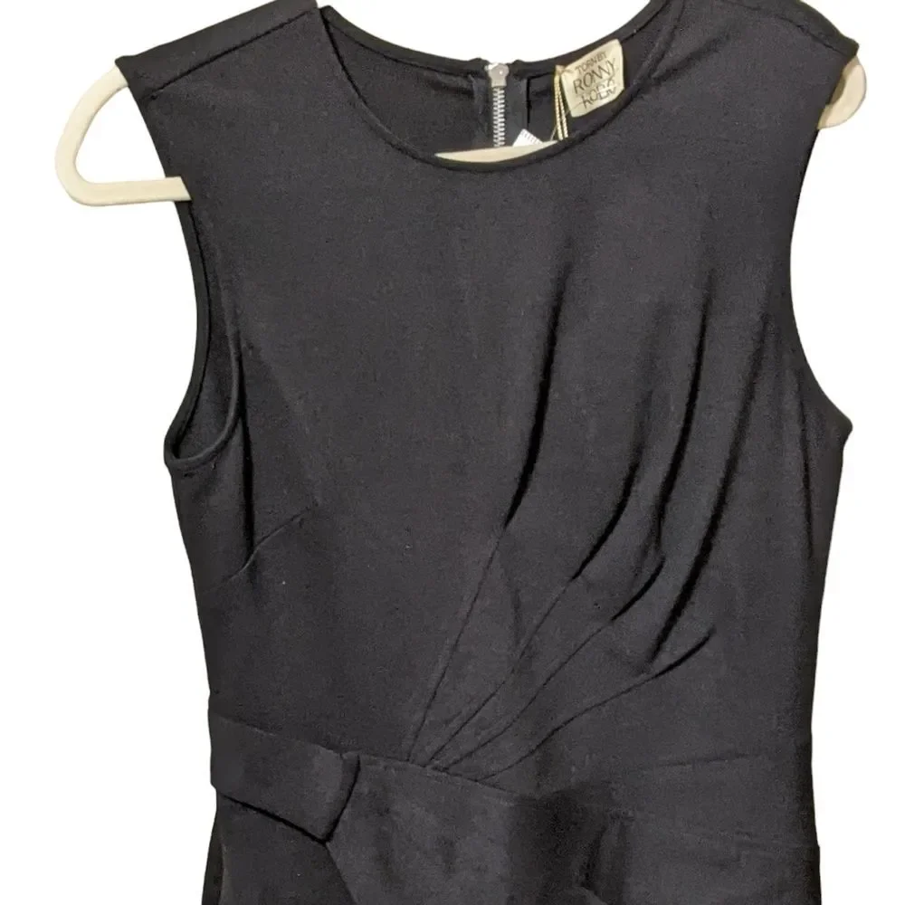 NWT Torn by Ronny Kobo NYC black stretch wrap detail sleeveless mini dress Large